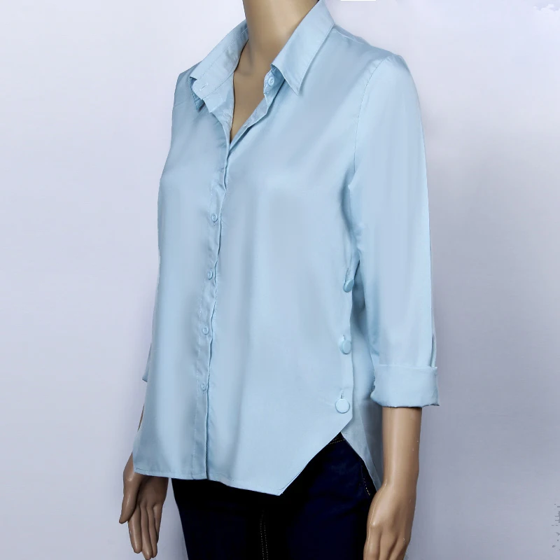 Sexy V cuello camisa de gasa de Mujer de moda de manga larga Irregular blusas Color sólido cuello camisas Ropa de Mujer WS9817U Sexy V cuello camisa de gasa de Mujer de moda de manga larga Irregular blusas Color sólido cuello camisas Ropa de Mujer WS9817U