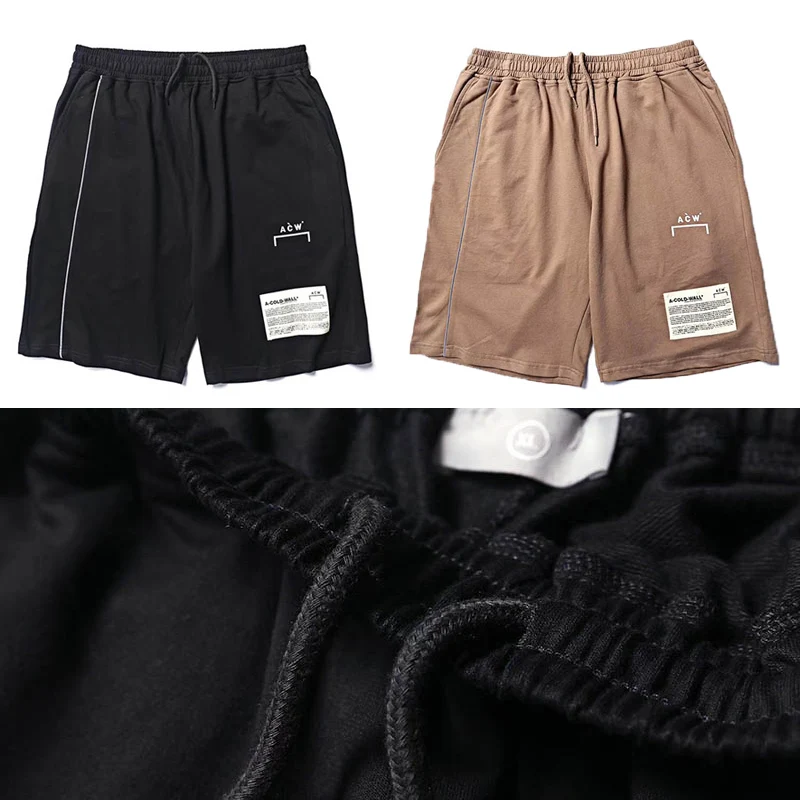 

Hip Hop ACW A-COLD-WALL Shorts Men Women 1:1 Summer Drawstring A-COLD-WALL Shorts Apricot Black Cotton A-COLD-WALL ACW Shorts