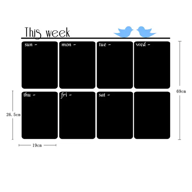 Diy Chalkboard Weekly Planner Vinyl Wall Decal Sticker Calendar