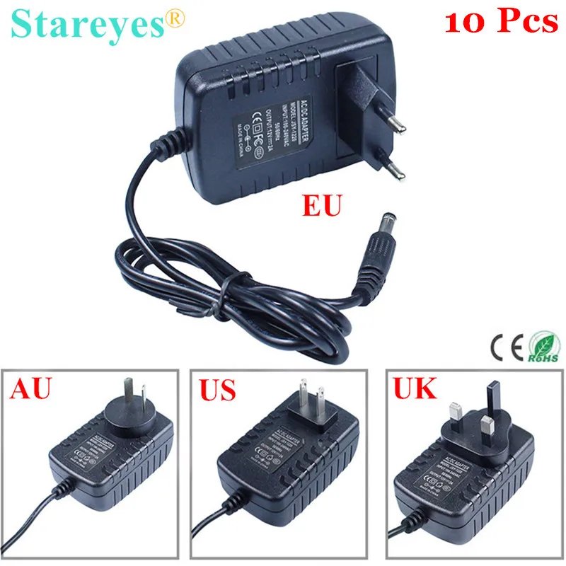 

10 Pieces AC100-240V to DC 12V 2A 3A 5.5x2.5mm Power Adapter Supply Charger LED Lighting Transformers For LED Strip