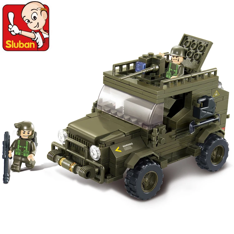 

SLUBAN Building block set Compatible With Lego land forces Army jeep 221 pcs 3D Construction Model Bricks Toys for Children
