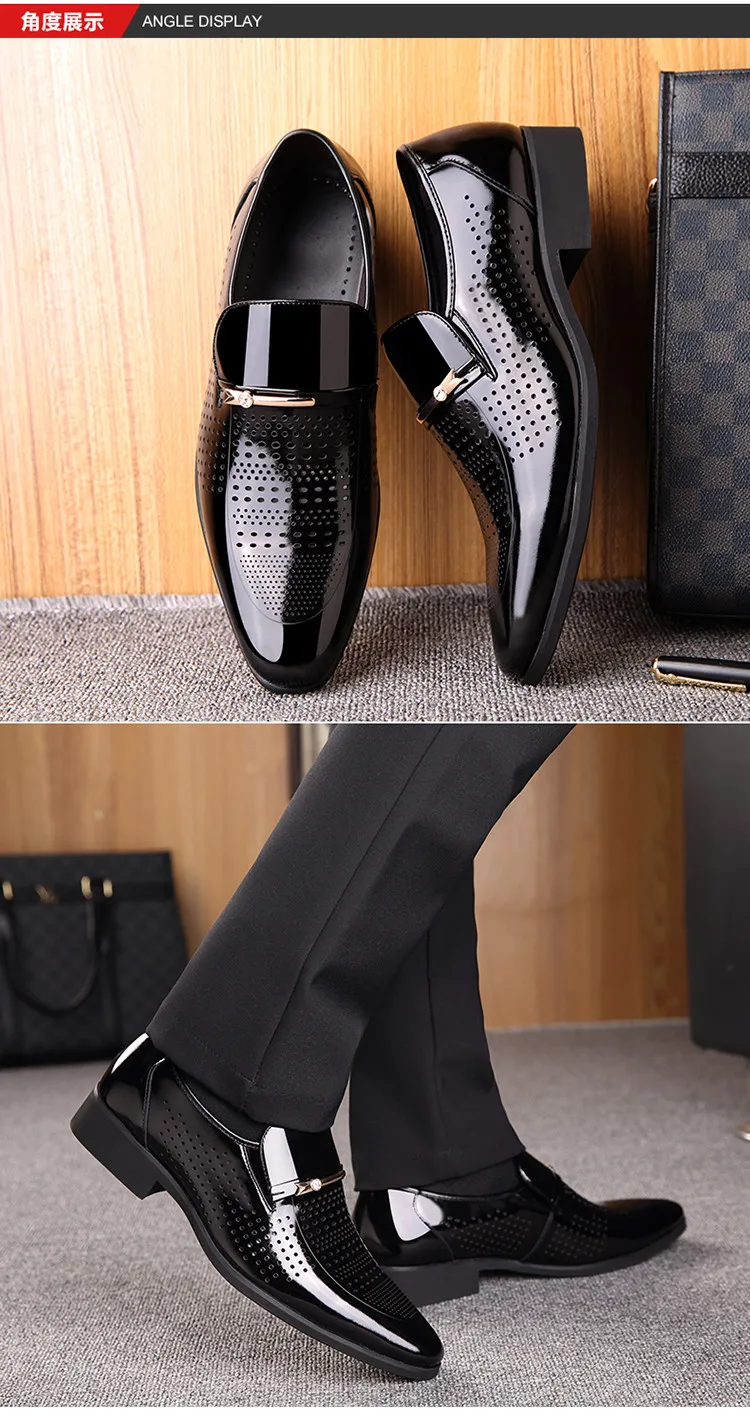 Летние кожаные Мужские модельные туфли в деловом стиле с дырками; крутая дышащая обувь; мужские лоферы; Мокасины без шнуровки; мужская обувь на плоской подошве
