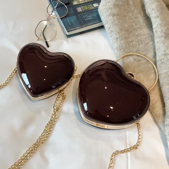 

Ladies Hand Bags Heart Shape Metal Handle Tote Bag Luxury Brand Designer Women Party Clutch Bag Purse Female Chain Crossbody Bag