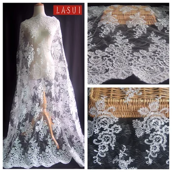 

LASUI 2017 New graceful off white Corded french lace classical wedding decoration dress Wedding veil lace X0239