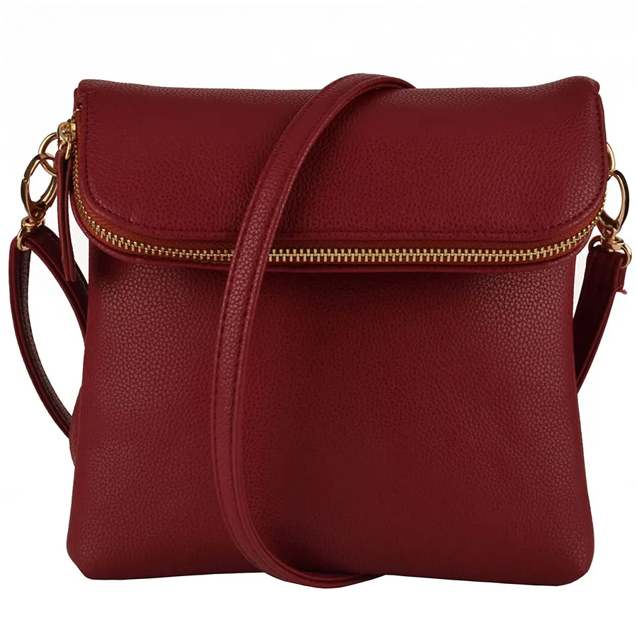 Складная женская сумка через плечо, кошельки, мягкая сумка-мессенджер из искусственной кожи, сумка на плечо, на молнии, дизайнерская, для повседневного магазина, для офиса, сумка для мамы - Цвет: burgundy