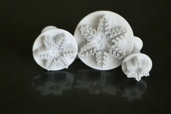 

100Sets DIY Novelt Bakeware Snow Flake Cake Plunger Decorating Craft Fondant Cake Molds Decorating Tools