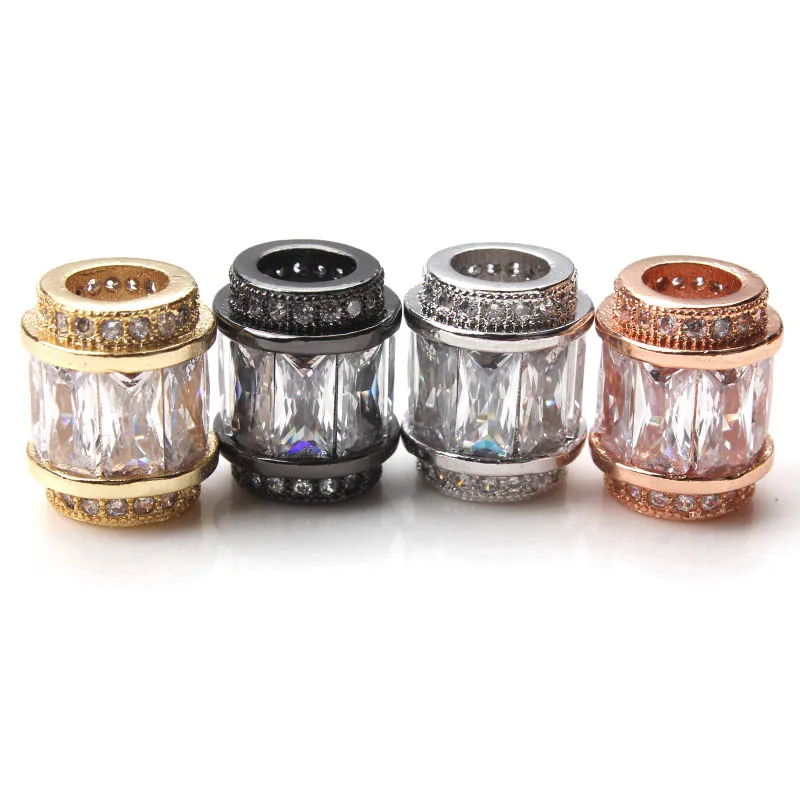 

1pc 12*10mm Drum shape bead with clear fancy stone copper based hole size 5mm for European style bracelet charms jeweley