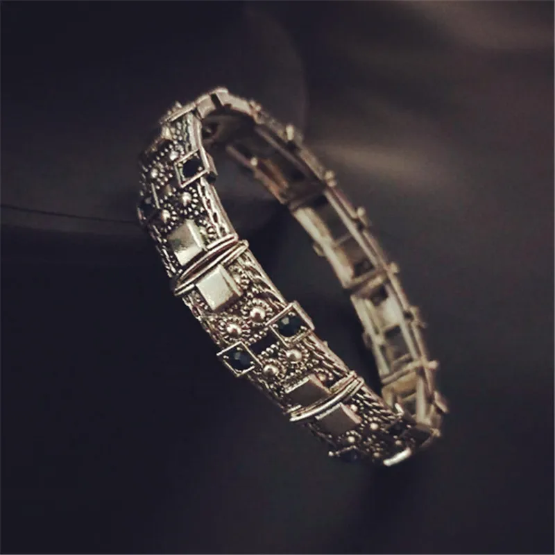 

Fashion Adjustable size 5 Color Rhinestone Silver Alloy Bracelet For Women Blue stone Gold Color Metal Bangle Jewelry Wholesale