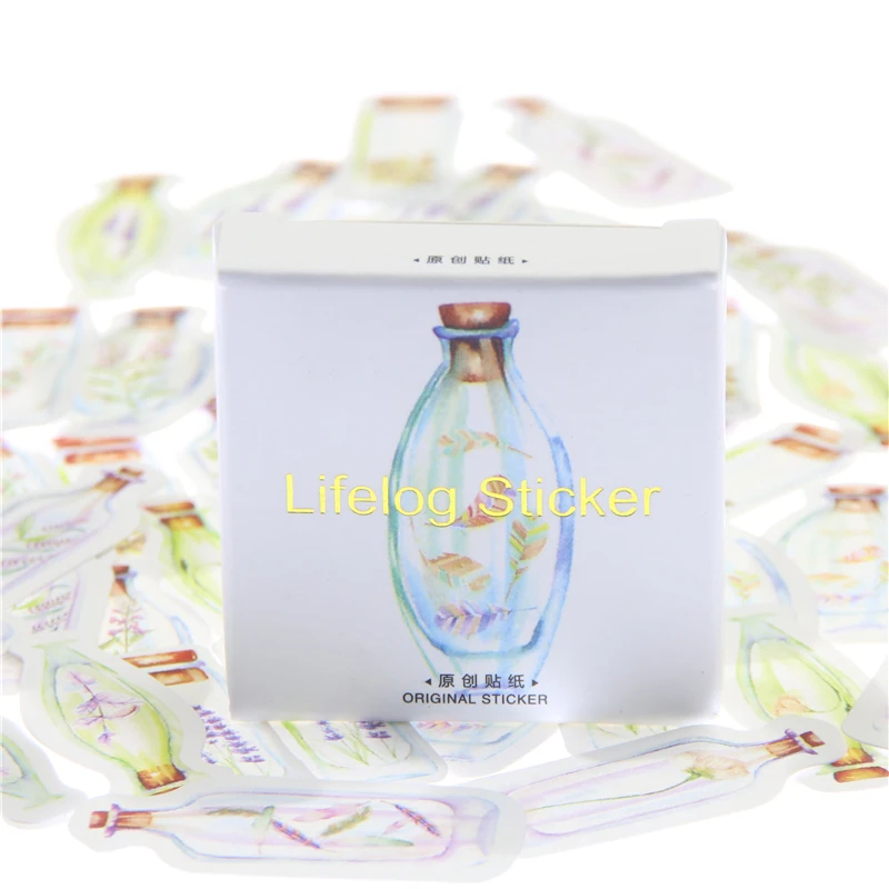 45 Pcs/ Box Cute Glass Bottles Mini Paper Sticker Diy Decoration Seal Sticker Material For Diary Scrapbooking Unique Stationery