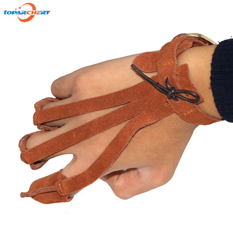 Защитная перчатка для стрельбы из кожи 3 пальца|leather archery glove|archery shooting glove3 finger glove |