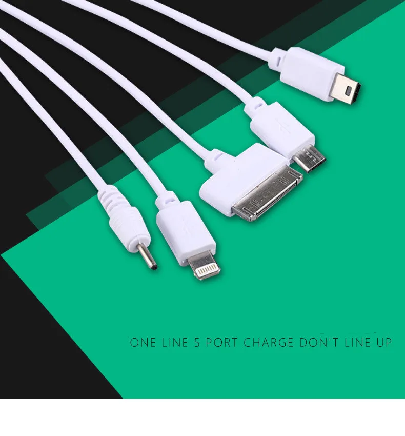 Spring Cell Phone Cable Cord 1m 5 in 1 universal usb cables for mobile