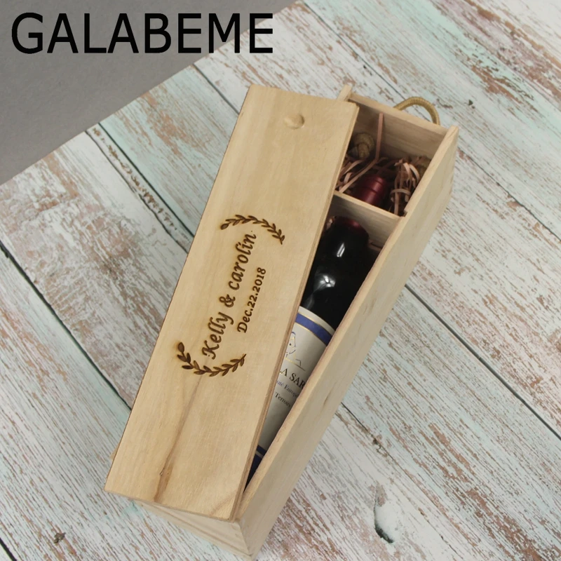 Galabeme caja de vino de madera personalizada grabada, regalo de