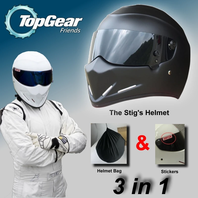 The STIG Helmet Matte Black Capacete Casco De For TopGear / Bag+