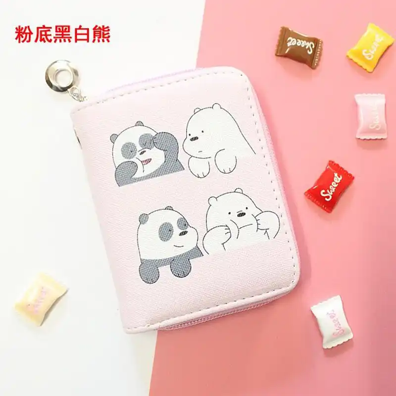 Ours Bourse PU Portefeuille en Cuir avec Carte Fermeture /Éclair Mini Pouch Cartoon Portefeuille Porte-Cartes De Cr/édit pour Les Femmes Hommes