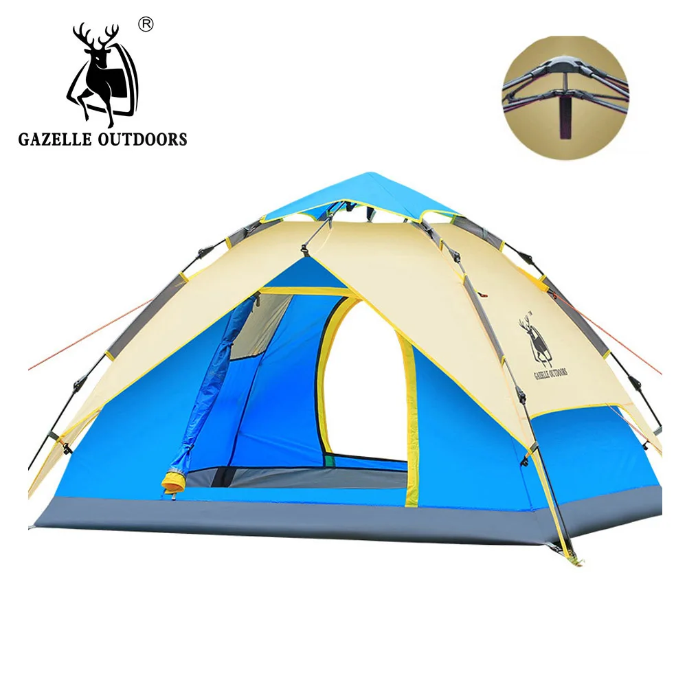 GAZELLE OUTDOORS Camping Tent 3-4 person Tents Hydraulic automatic Waterproof Tent Ultralight Outdoor Hiking Picnic tents