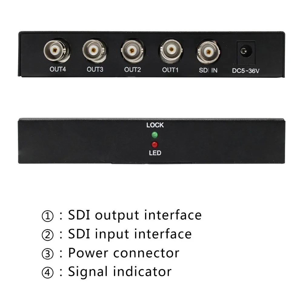 Wiistar SDI сплиттер 1 в 4 out SDI удлинитель конвертер 1x4 Поддержка 3g/SD/HD-SDI 1080P для видеомонитора