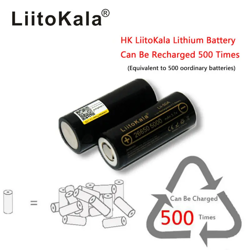 LiitoKala Lii-50A 26650 5000mAh аккумуляторная батарея 3,7 v литий-ионные аккумуляторы