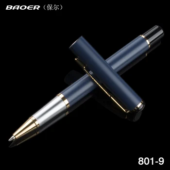 

Baoer 801 Kawaii Matte metal blue Rollerball Pen with 0.7mm Black Refill Fashion Writing Stationery Metal Ballpoint Pens for Gif