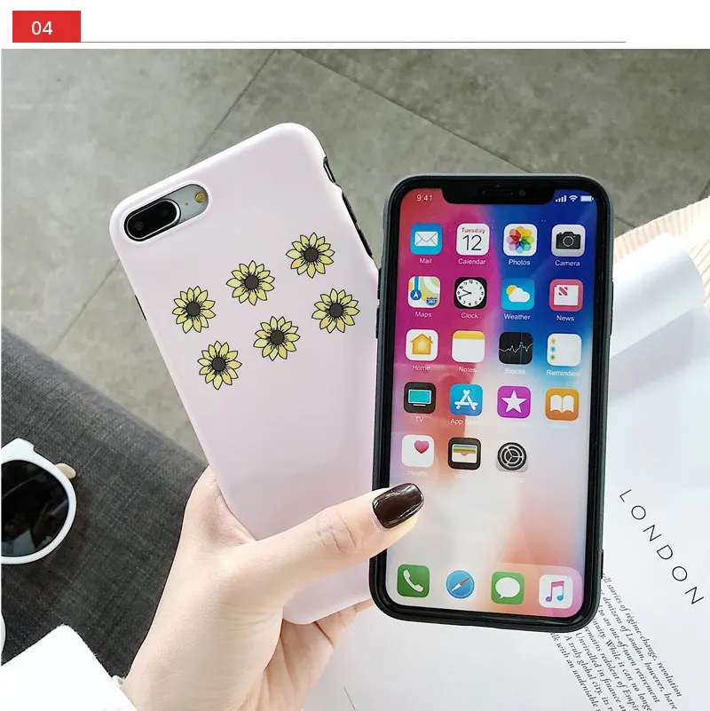 Silicone Flower Case For iPhone 8 8plus 7 7 Plus Cases Funda Phone Case For iphone 6 s 6s Plus X XR XS Max Cases Cover Coque   (21)