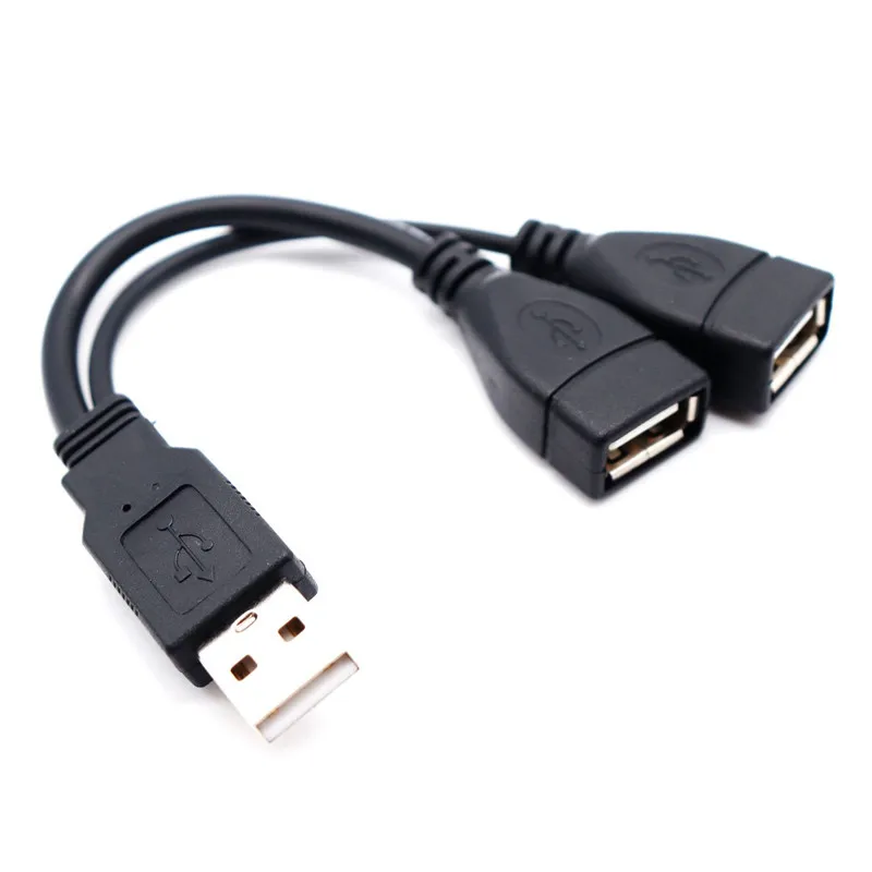 

New USB 2.0 Male To 2 Dual USB Female Jack Splitter Hub Power Cord Adapter For PC Laptop