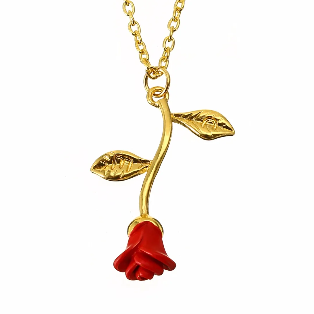 Red Rose Flower Statement Necklace Shellhard Bijoux Femme Collier Necklaces Pendant Trendy Women Jewelry Gift