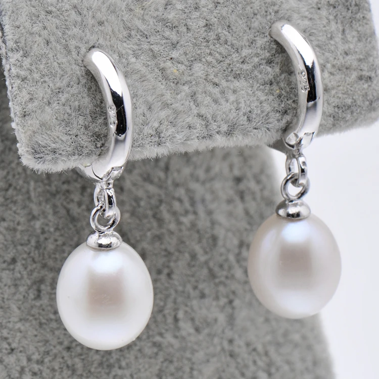 Feige Brand Pearls 925 Sterling Silver Hoop Earrings For Women 8 9mm Feige Brand Pearls 925 Sterling Silver Hoop Earrings For Women 8 9mm Rice Shaped Natural Freshwater Pearl In From Jewelry
