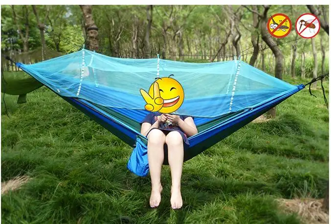 Outdoor double couple hammock ultra-light color anti-mosquito anti-rollover hammock double Mosquito Net Hammock free shipping Outdoor double couple hammock ultra-light color anti-mosquito anti-rollover hammock double Mosquito Net Hammock free shipping