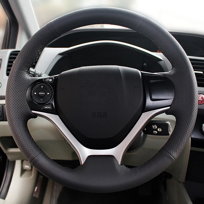 DIY чехол рулевого колеса автомобиля из искусственной кожи для Honda Civic 9 2012 2018