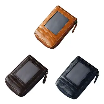 

3 Colors Genuine Leather Credit Card Protector Cash Holder RFID Small Zip Around Wallet 11.5x8x2.5cm