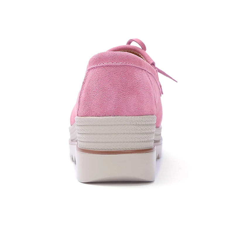 platform shoes for women slip on loafers suede cow leather breathable comfortable fashion womens walking casual shoes