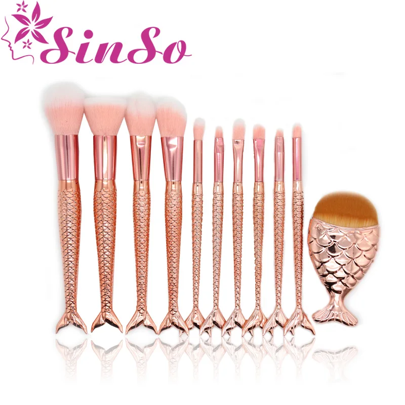 

Mermaid Shape Makeup Brush Fish Scale Foundation Powder Eyeshadow Unicorn Make up Brushes Contour Blending Cosmetic Brushes Tool