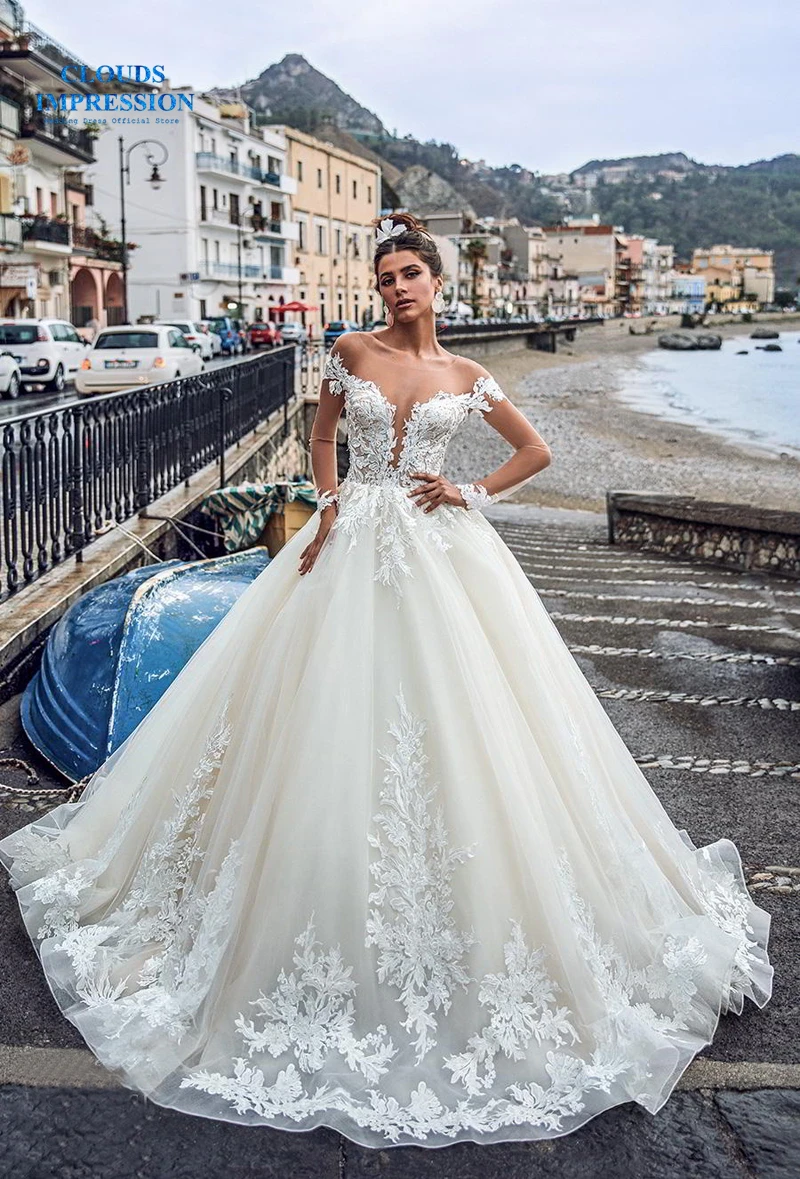 

Sexy Appliques 2019 Lace Wedding Dress Plus Size Bridal Dress Vestige De Noiva Robe de mariee Gown Bridal