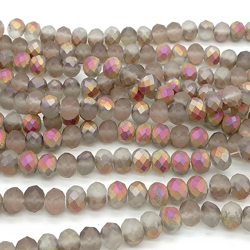 

2018 new color Rondelle Faceted Crystal Glass Loose Spacer Scrub Beads 3/4/6/8/10mm DIY #10