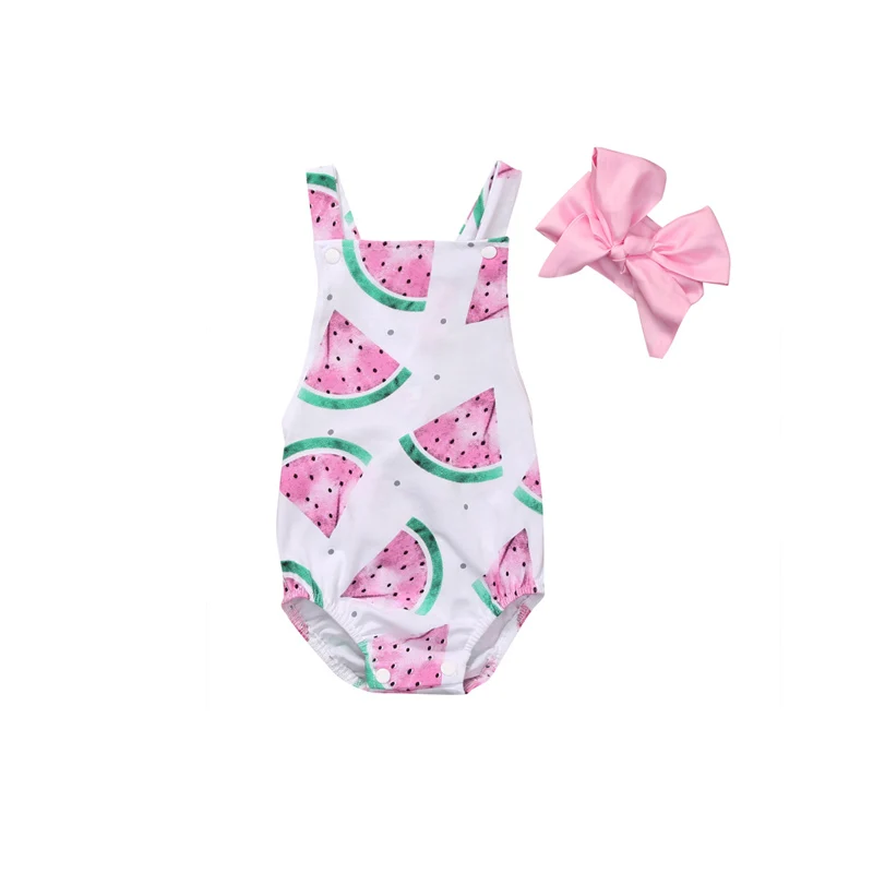 Боди с квадратным вырезом без рукавов принтом арбуза|girls sleeveless bodysuits|baby girl