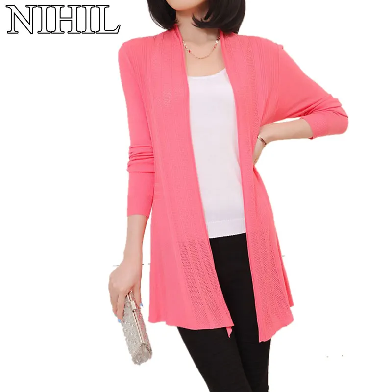 

2018 Spring And Autumn Women Cardigans New Fashion Female Long Sleeve Cotton V-Knitted Sweaters Crochet Casual Blouse Cardigan