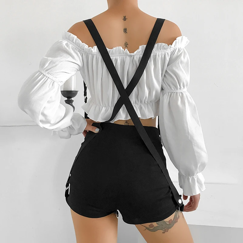 Rapwriter Harajuku Multiple Wearing Methods Middle Ring Zipper Black Shorts Women Summer Hot Streetwear High Waist Shorts