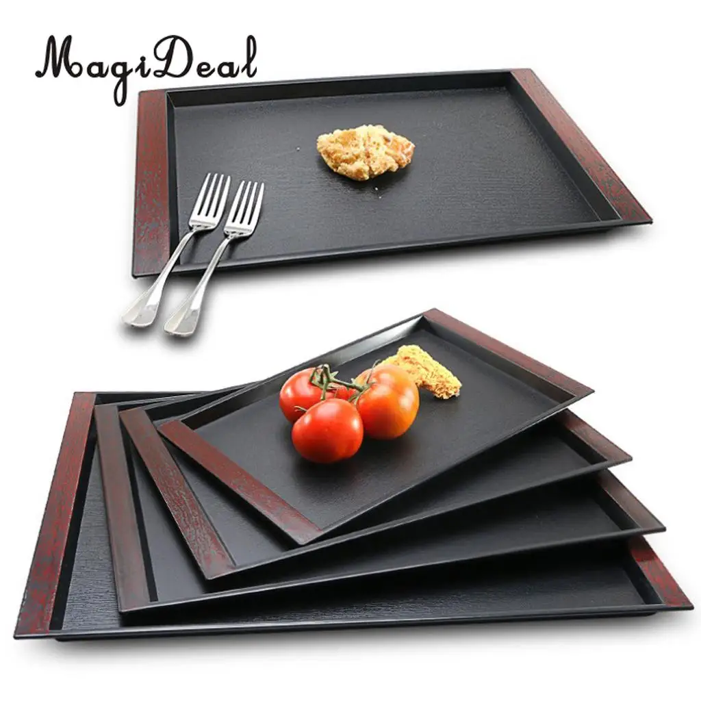 Rectangle Food Breakfast Tray Cup Tea Snack Serving Tray Sushi Platter Plastic Grain Plate Hotel Kitchen Storage Tableware