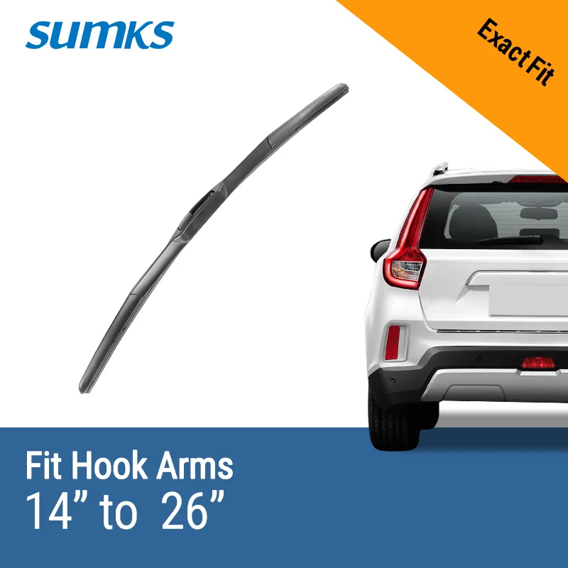 

SUMKS Hybrid Wiper Blade Fit Hook Arms High Performance Aerodynamic Shape Strong Structure Auto Parts ( Pack of 1 )