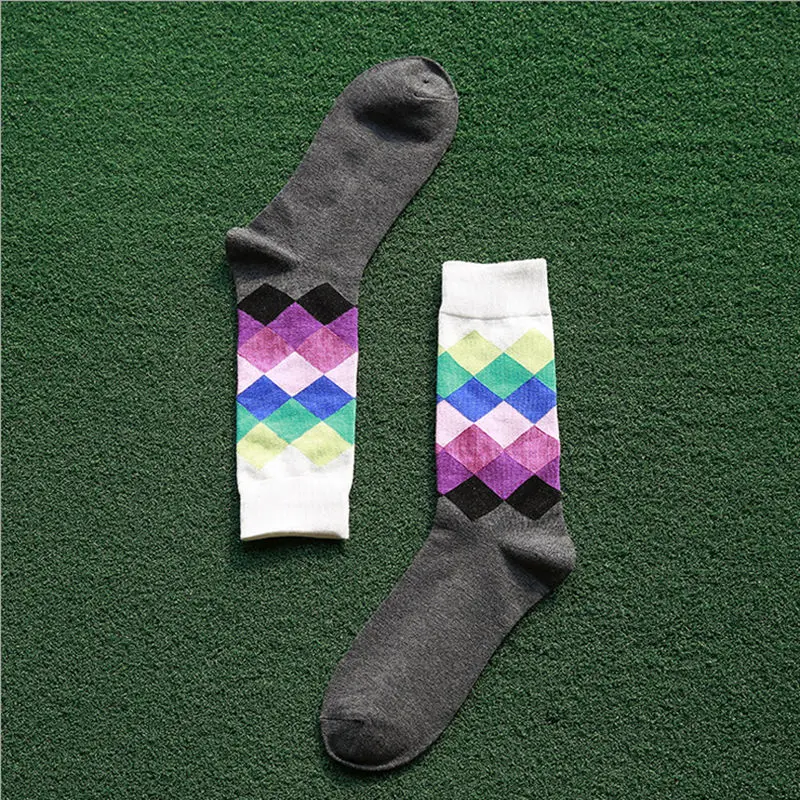 Hirigin Модные мужские Радуга хлопковые носки Happy Socks теплые красочные Diamond повседневные платья носки 9-11 дезодорант Новый