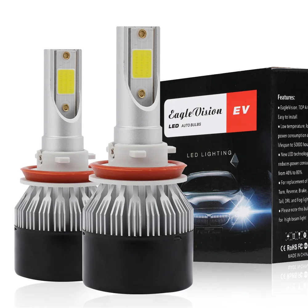 

Universal 2pcs/set Car LED Headlight Bulbs H8 H9 H111850W 277500LM 6000K Low Beam Fog Bulb HID Auto Headlamp Styling Lights