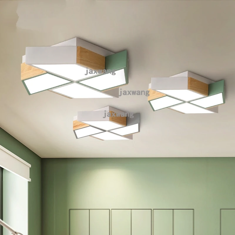 

Modern Nordic Macaron led ceiling light Bedroom Cartoon ceiling lamp Windmill Solid Wood Roof lampara techo for Girls and Boys