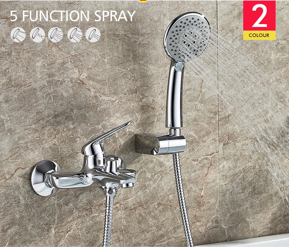 Ledeme Bathroom Bathtub Faucet Handheld Shower Chrome Finish