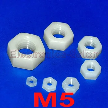 

( 10 pcs/lot ) Metric M5 Nylon Hexagonal / Hex Nut.