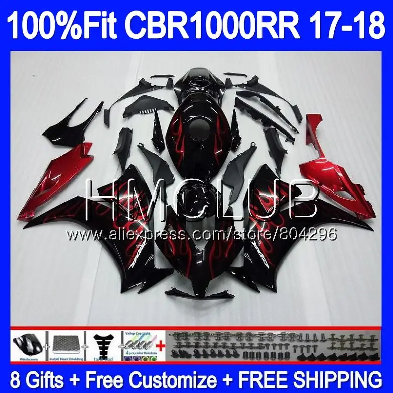 

Injection Body+Tank For HONDA CBR-1000 CBR1000RR Red flames 17 18 115HM.10 CBR1000 RR CBR 1000 RR CBR 1000RR 2017 2018 Fairing