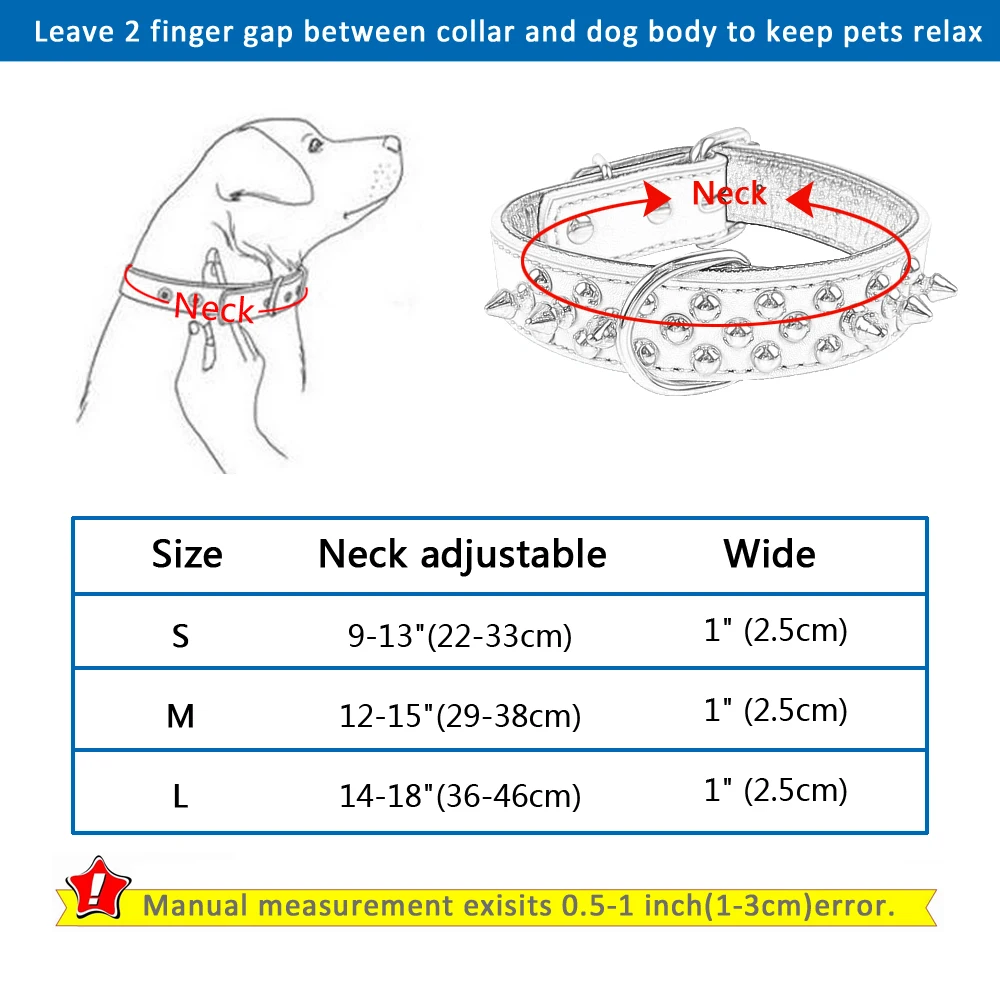 Регулируемый кожаный заклепочный воротник для Собак прочный собачий ошейник с Шипами Ожерелье для маленьких средних собак питбуль боксер черный s m l