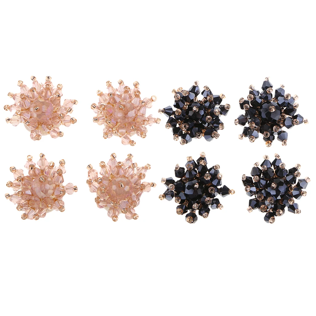 4x Pearl Embellishments Glass Pearl Flower Flatback Pearl Buttons for Wedding Party Home Decoration DIY Sewing Crafts Bow Center