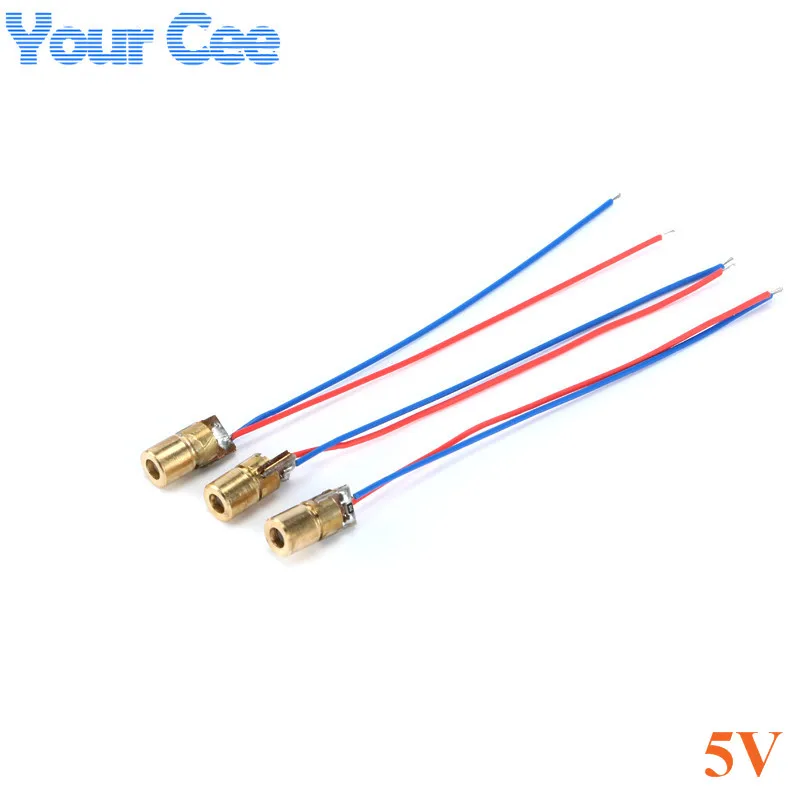 

10pcs 650nm 6mm DC 5V 5mW Laser Dot Diode Module Red Copper Head