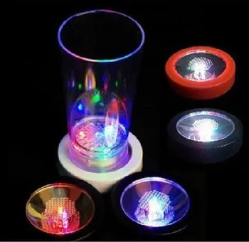

10pcs/lot Free Shipping Colourful Color Changing LED Light Glass Bottle Cup Mat Coaster Club Party Bar
