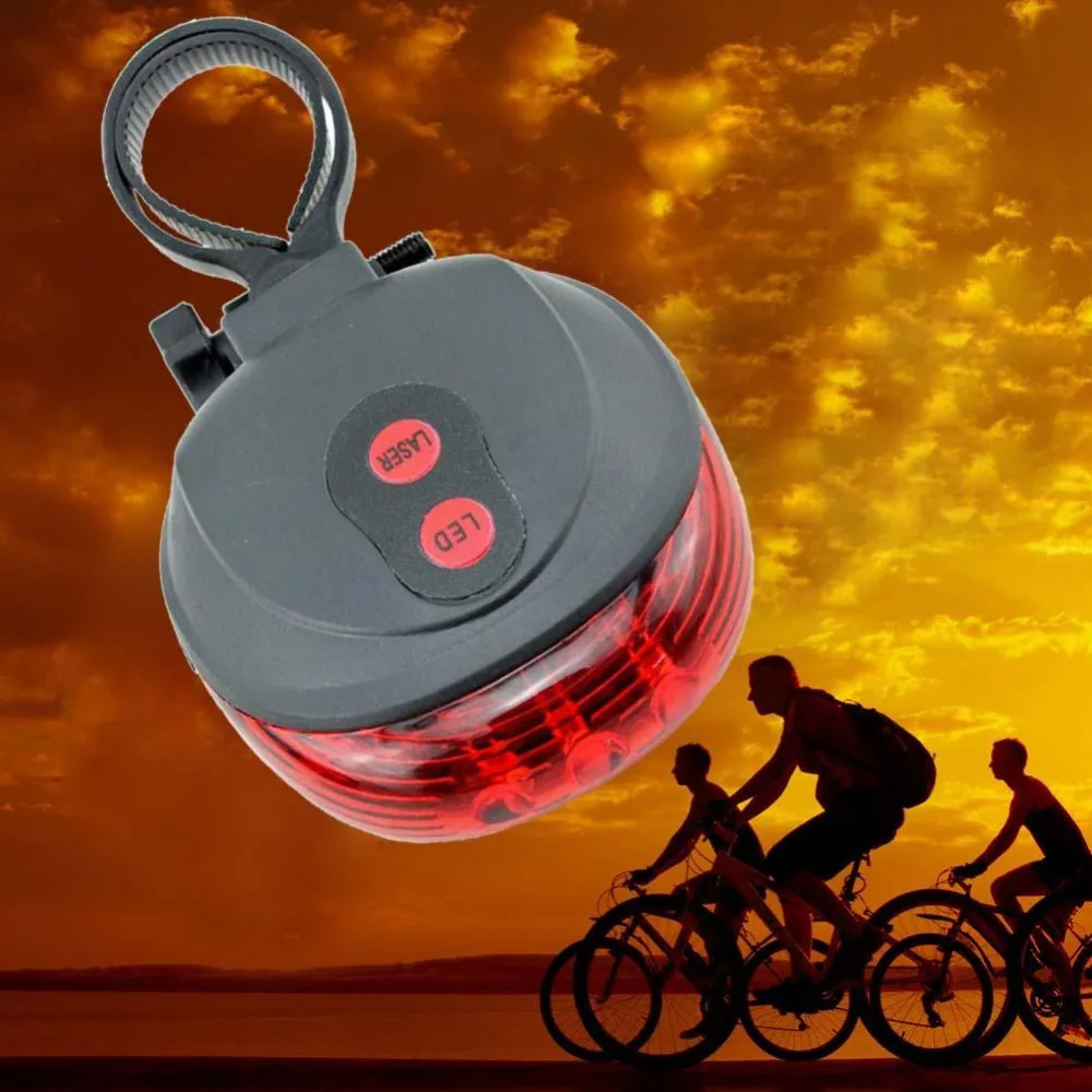 5 LED Cycling Bicycle Bike Tail Flashing Lamp Light Rear Safety Warning 2 Laser