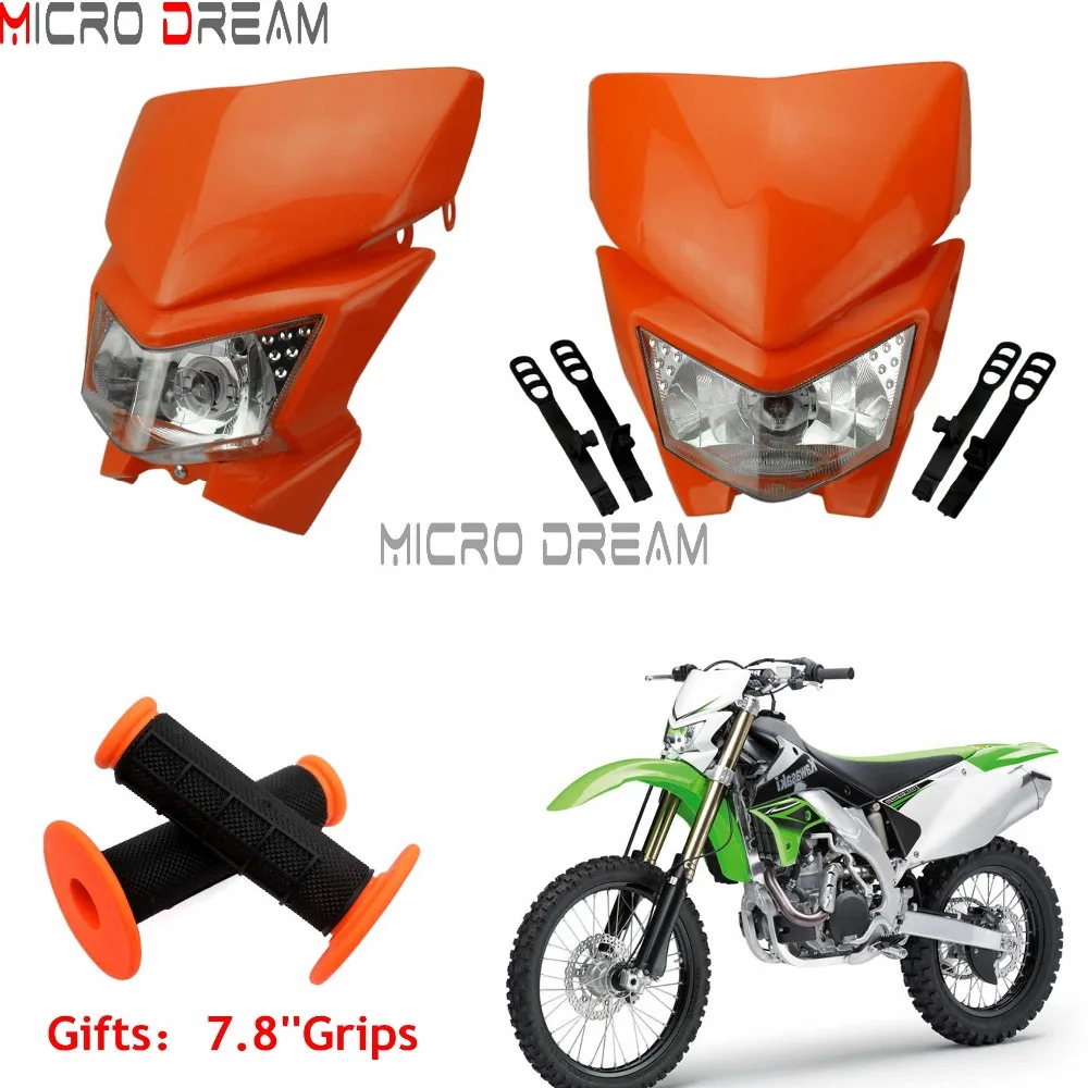 

Orange Enduro MX Halogen Headlight Street Fighter Fairing Naked Motorcycle Headlamp Mask For KTM SMR SMC EXC SXF SX XC Universal